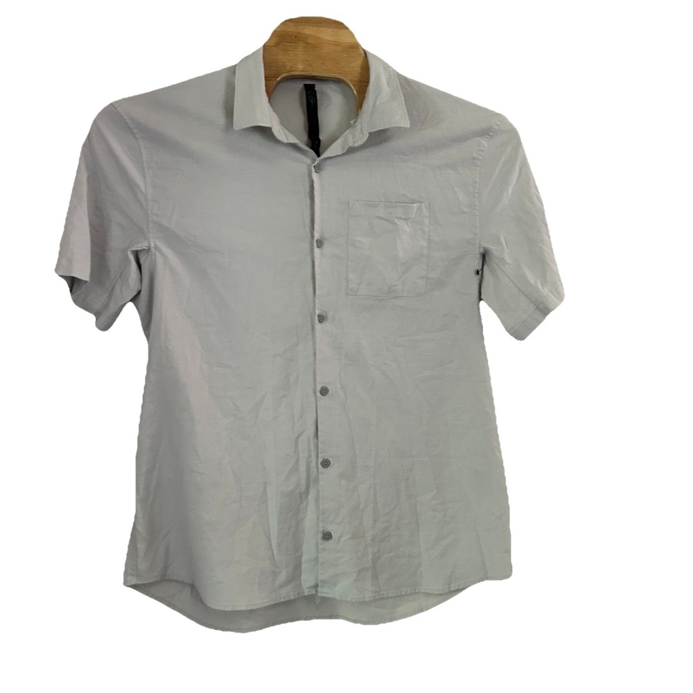 Lululemon Short Sleeve Shirt Mens‎ XXL Light Gray Summer Fridays Stretch Button